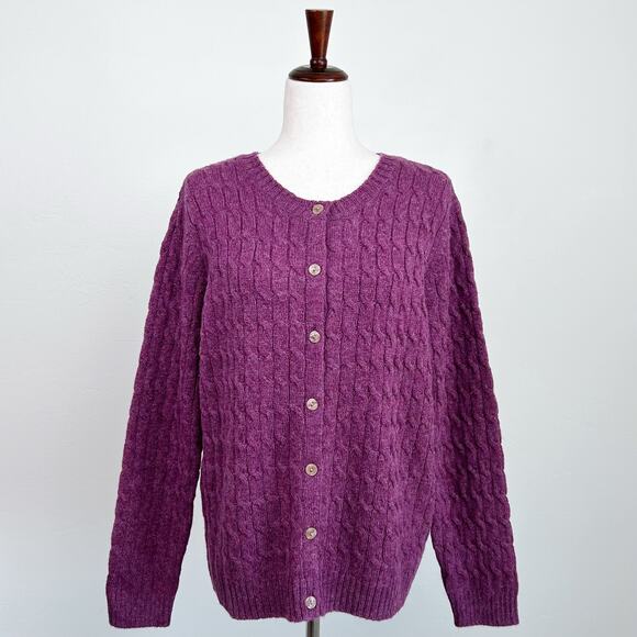Appleseed's 100% Wool Cable Knit Crewneck Cardigan NWT - Picture 1 of 10